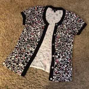Mixed Print Short Sleeve Cardigan